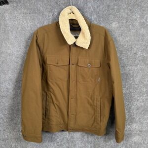 Eddie Bauer Jacket Mens Medium Goose Down Insulated Canvas Brown Fleece Lined